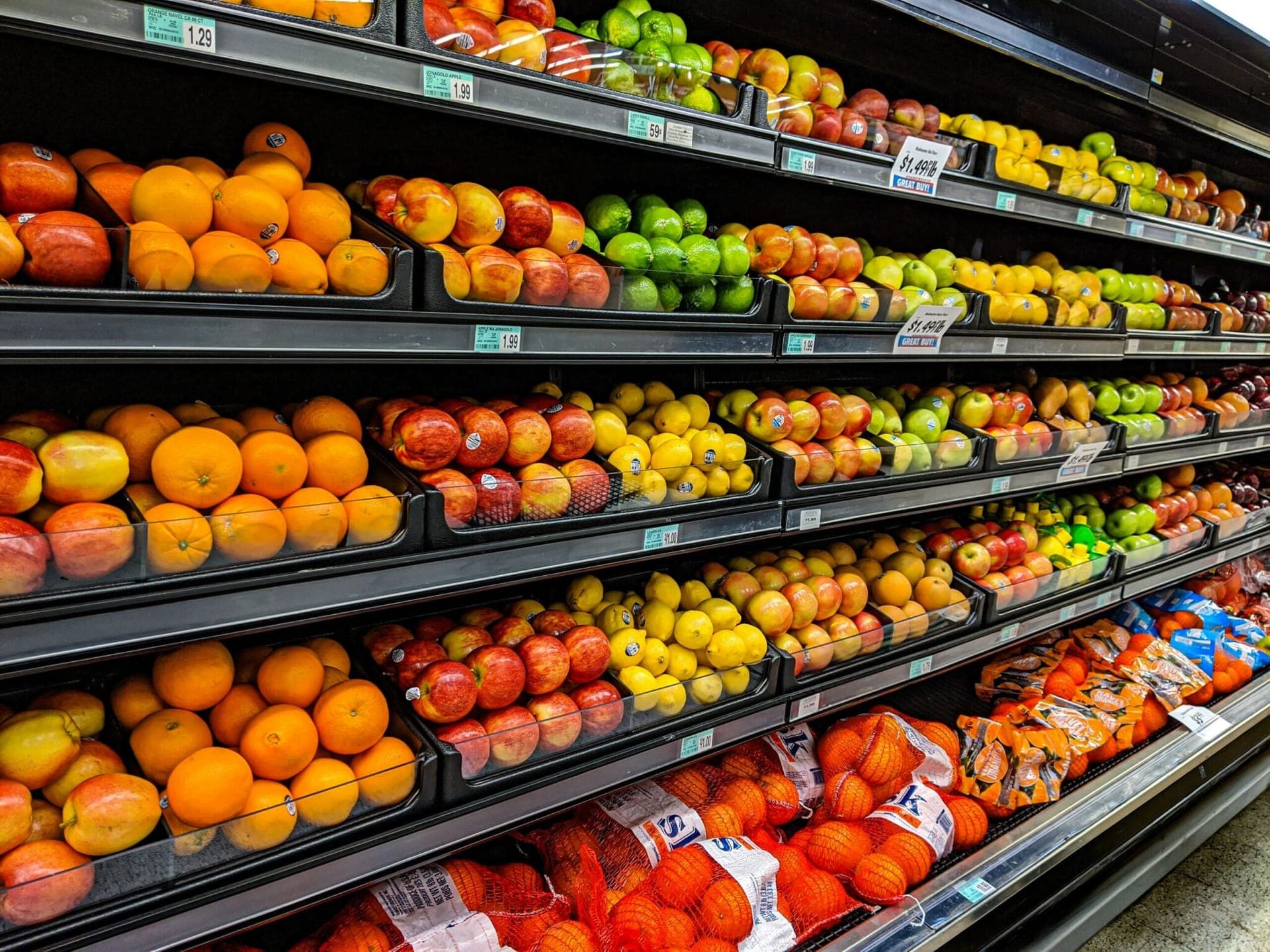 Grocery store produce section at scale